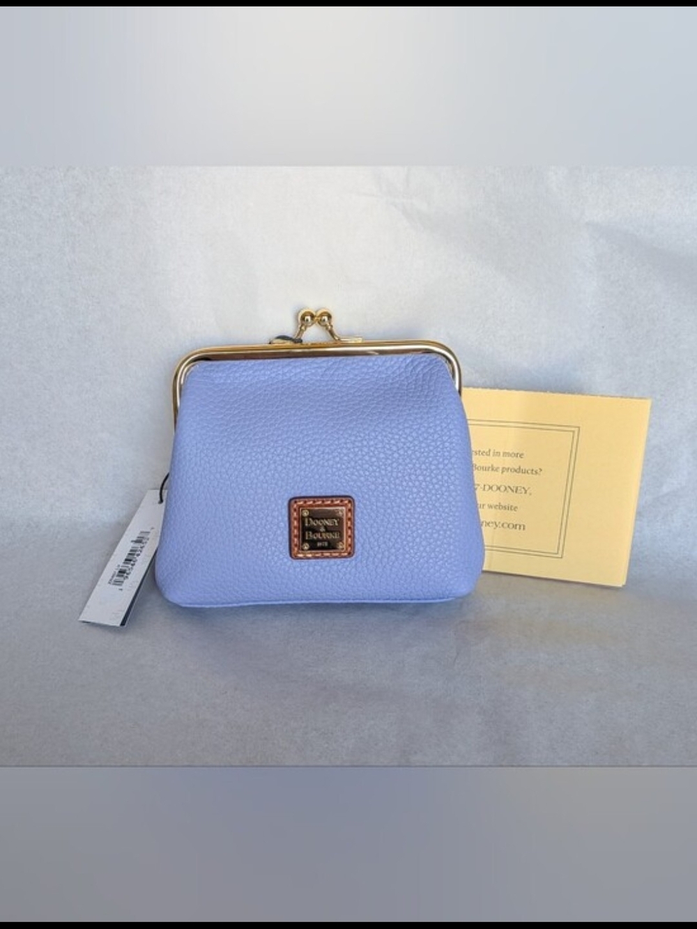 NWT! Dooney & Bourke Pebble Leather Kiss-Lock Large Coin Purse in LAVENDER